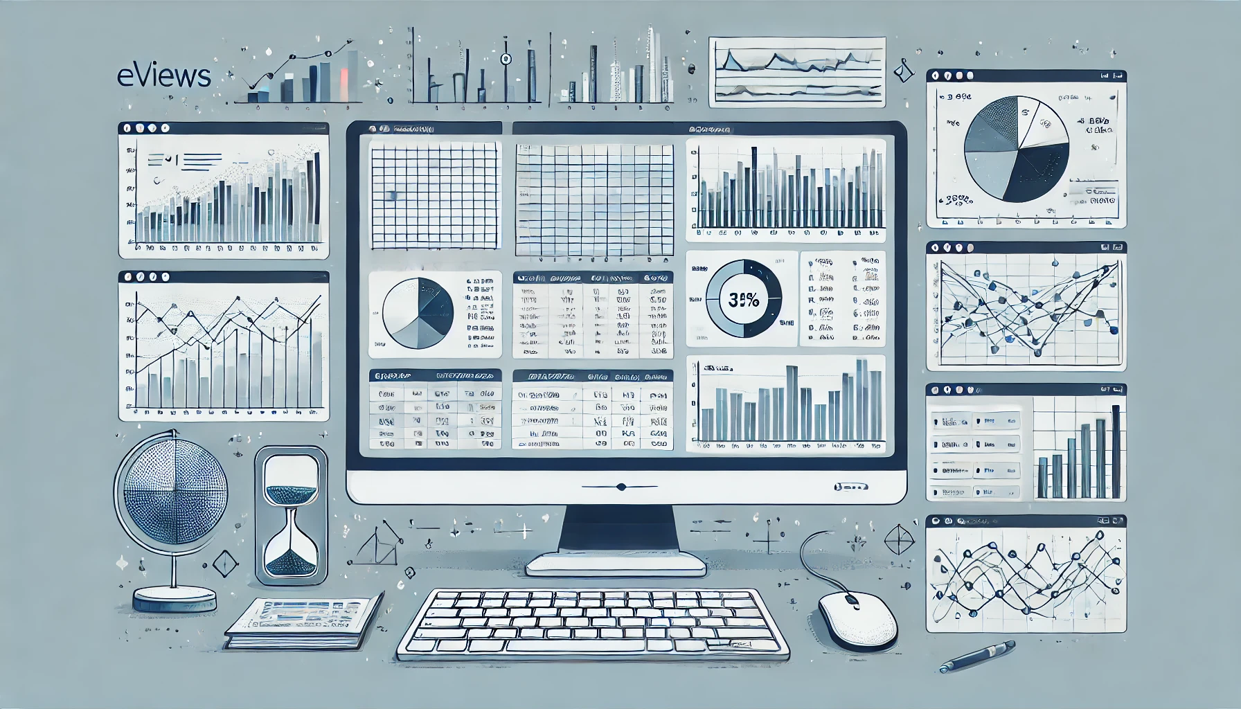 DALL·E 2025-08-11 12.59.54 – Ilustración digital moderna y profesional para un curso titulado “EViews con Aplicaciones Econométricas”, mostrando una pantalla de computadora con sa DALL·E 2025-08-11 12.59.54 – Ilustración digital moderna y profesional para un curso titulado “EViews con Aplicaciones Econométricas”, mostrando una pantalla de computadora con sa